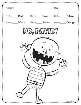 No David Color By Number Addition And Subtraction By Cheeky Cherubs