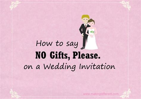 No Gifts At Wedding Wording