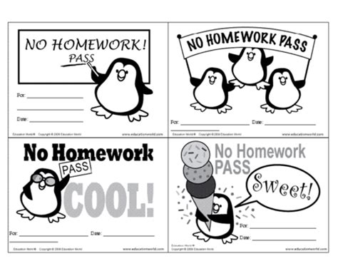 No Homework Pass Free Printable