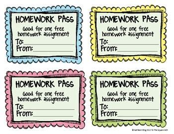 No Homework Pass Template Education World