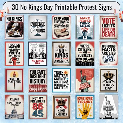 No Kings Protest Sign Ideas Printable