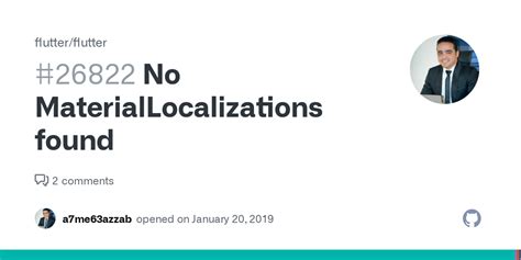 No MaterialLocalizations found? · Issue #63 - Github