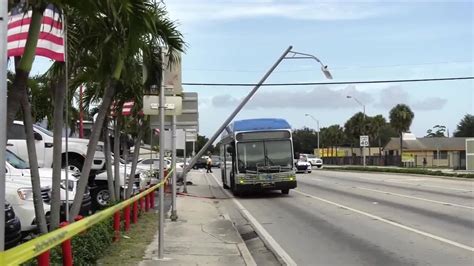No injuries reported after light pole falls on transit bus in NW Miami-Dade