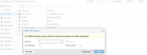 No iommu detected please activate it see documentation for further information.  How to fix n...