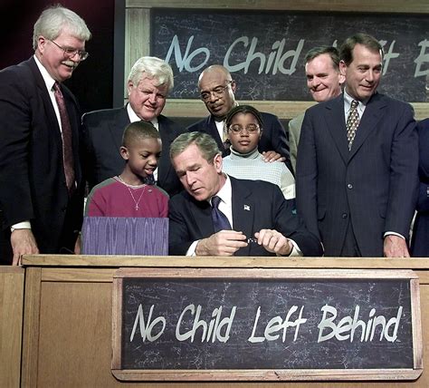 No left behind act. On January 8, 2002, President George W. Bush signs the No Child Left Behind Act into law. The sweeping update to the Elementary and Secondary Education … 