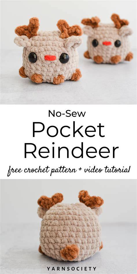 No sew reindeer crochet pattern free.  Begin with the designed version...