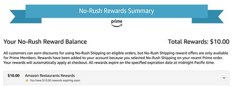 You can also view the expiration dates in your No-Rush Rewards Summary dashboard. You may also get an email notification prior to your reward’s expiration date depending on the type of offer associated with the reward. Let me know if this helps, and tag me @Nick (Amazon Staff) as well.
