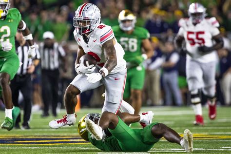 No. 6 Ohio State squeezes past No. 9 Notre Dame on Trayanum’s last-second TD run