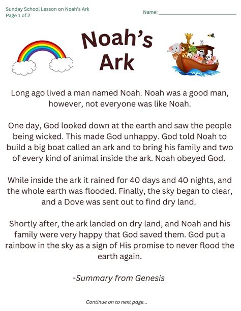 Noah's ark summary and lesson