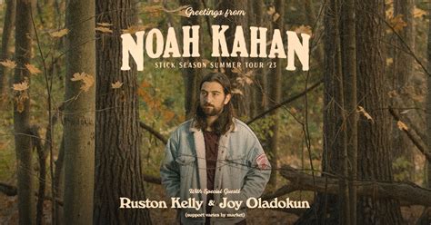 Noah kahan stick season set list. Noah Kahan sent all his love to Austin City Limits programming with a hits-filled set for an upcoming episode of the beloved music series. In the episode, which the singer shares with Flor de ... 