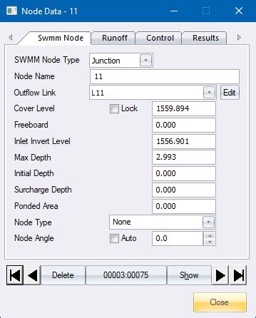 Node Data Fields (SWMM)