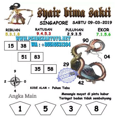 Nomor keluar hari ini singapura 45. Syair kode alam togel hari.