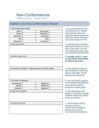 Non Conformance Report Form Template