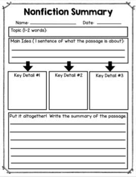 Non Fiction Summary Template Nonfiction graphic organizer, Teaching