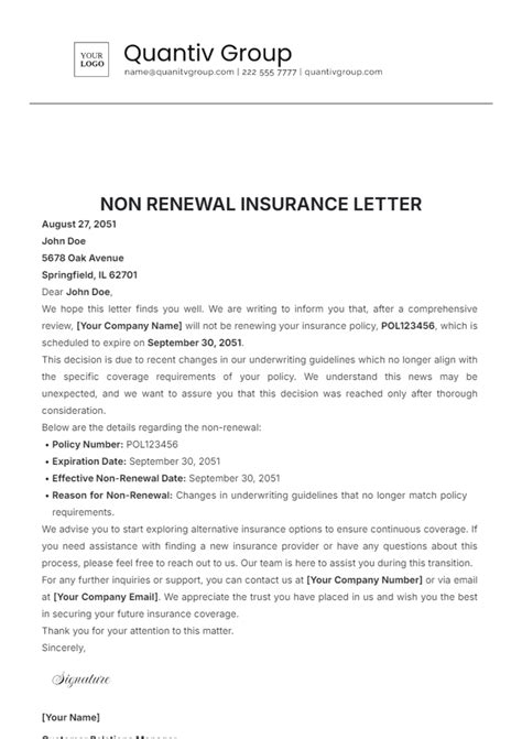 Non Renewal Sample PDF