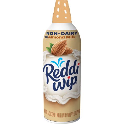 Non dairy whipped cream. Reddi-wip Non-Dairy Made with Coconut Milk is a deliciously creamy whipped topping for everyone, and especially for those who are looking for a vegan or dairy-free option. With no artificial sweeteners or preservatives, this treat is a perfect gluten-free whipped cream alternative to top your favorite fruit, coffee, hot cocoa, or desserts. 
