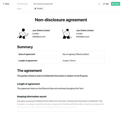 Non disclosure agreement (NDA) template - free to download - Juro