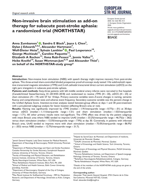 Non-invasive brain stimulation as add-on therapy for subacute …