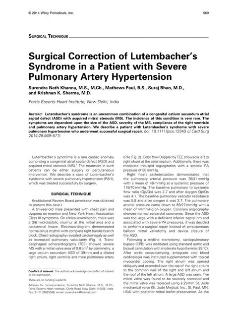 Non-surgical correction of Lutembacher syndrome Request PDF