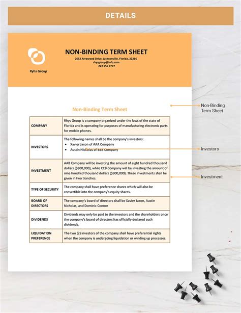 Nonbinding Term Sheet Template Download in Word, Google Docs