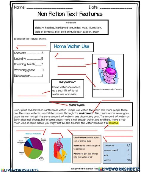 Nonfiction Text Features Worksheet Teach Starter Worksheets Library