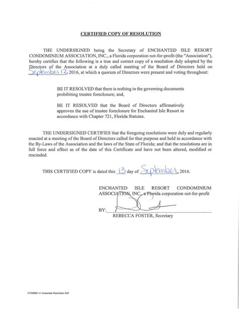 NonjudicialForeclosureResolutionSept2016 Enchanted Isle Resort