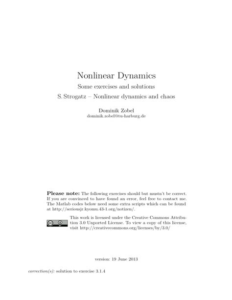 Nonlinear dynamics and chaos soulotion manual. - Nabokov, ou, la tyrannie de l'auteur.