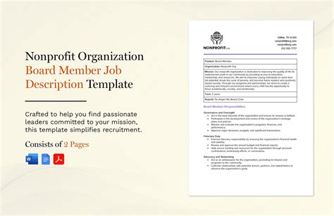 Nonprofit Board Job Descriptions Template