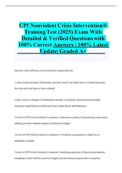 Nonviolent Crisis Intervention Post Test Answers