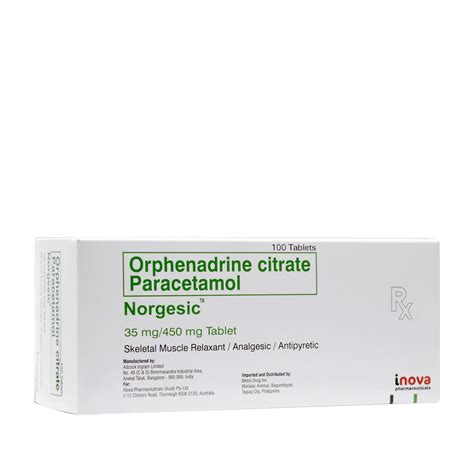 Norgesic Tablets 100 - Paracetamol + Orphenadrine Citrate