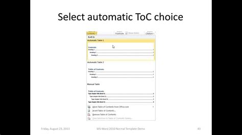 Normal Template Demo MSWord 2010 YouTube