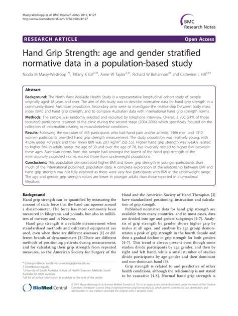 Normative Data on Grip Strength in a Population-Based Study …