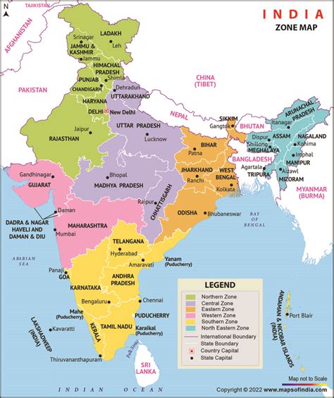 North India Map, North Zone Map of India