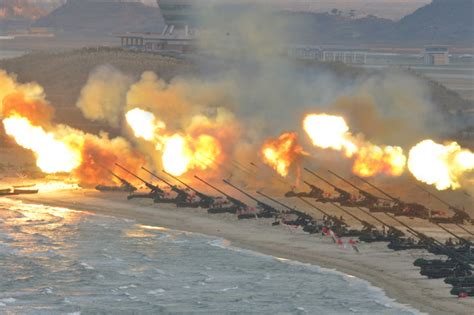 North Korea conducts artillery drills along disputed sea border. South Korea plans similar drills