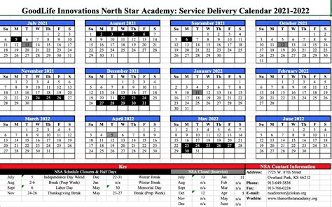 North Star Academy Calendar