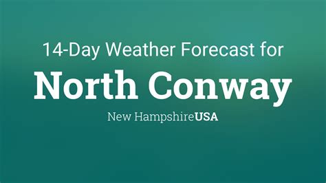 North conway weather 14 day. The average temperature in North Conway in July for a typical day ranges from a high of 78°F (25°C) to a low of 59°F (15°C). Some would describe it as pleasantly warm, humid but cool. For comparison, the hottest month in North Conway, July, has days with highs of 78°F (25°C) and lows of 59°F (15°C). The coldest month, January has days ... 