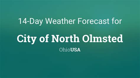 Hourly weather forecast in North Olmsted for the next 14 days: temperature, precipitation, cloud cover, rain, snow, wind, humidity, pressure, fog, sun, thunder, uv index. ... US>> Ohio>> Cuyahoga>> Weather in North Olmsted for 14 days. Weather for the next 14 days in North Olmsted, Ohio state, USA Weather in North Olmsted for today, Wednesday .... 