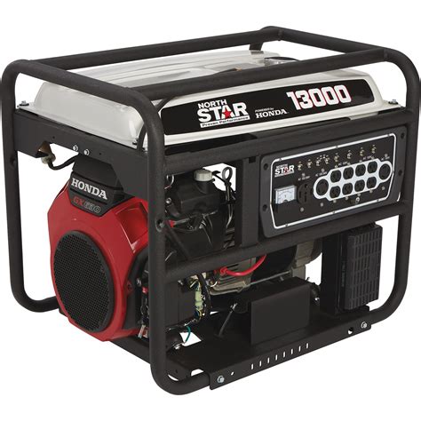 North star 13000 generator. NorthStar Portable Generator with Honda GX630 OHV Engine — 13,000 Surge Watts, 10,500 Rated Watts, Electric Start, CARB Compliant. This rugged NorthStar® 13,000 Watt Portable Generator features a smaller footprint and the latest Honda V-Twin engine to deliver more power, use less fuel and run quieter. Pricing 