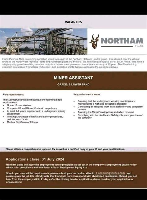Northam platinum mine vacancies 2025. .  <a href=https://promtehsnab66...