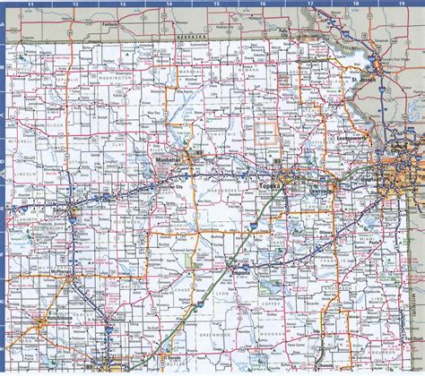Kansas state map. Large detailed map of Kansas with cities and towns. Free printable road map of Kansas.. 
