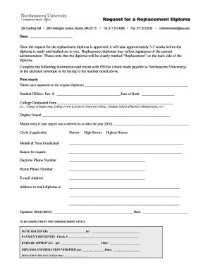 Northeastern Request Diploma Fill Out and Sign Printable PDF Template