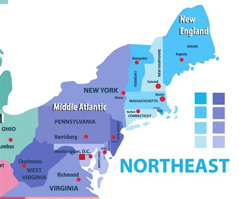 The Northeastern United States, also referred to as the Northeast, the East Coast, or the American Northeast, is a geographic region of the United States located on the Atlantic coast of North America.It borders Canada to its north, the Southern United States to its south, the Midwestern United States to its west, and the Atlantic Ocean to its east.. The Northeast is one of the four regions .... 