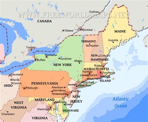 Map of North-Eastern USA with cities. Physical map of North-Eastern USA with cities and towns. Free printable map of North-Eastern USA. Large detailed map of North-Eastern USA in format jpg. Geography map of North-Eastern USA with rivers and mountains.