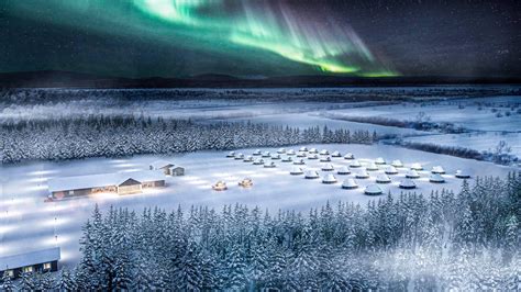 Northern lights village. Northern Lights Village Short Break. 5 Day Tour, from £2195 per person. Fly to Ivalo where the dark night skies are painted bright with the ethereal lights of the aurora borealis almost every clear evening during the winter months, and where the snow-drenched landscapes offer the perfect setting for adventure. 