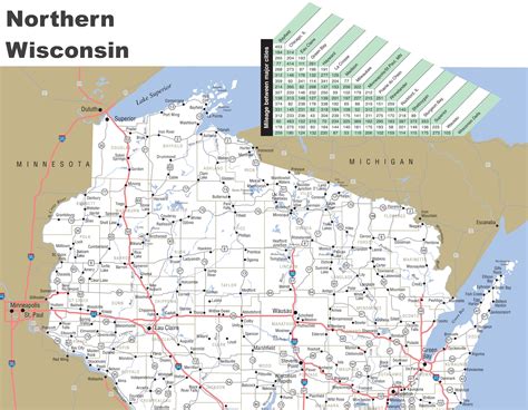 Northern pines wisconsin map. .