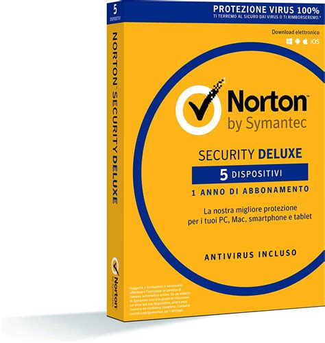 Norton Security Deluxe, Antivirus per 5 Dispositivi, Licenza