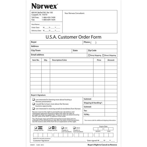 Norwex Order Form