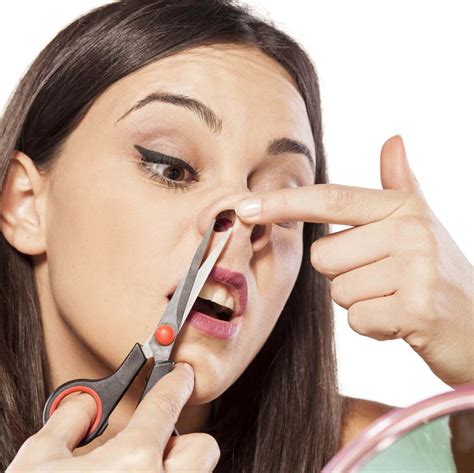 Nose hair removal. Waxing involves the application of a wax to the inner parts of your nose and ear. The hair strands stick to the wax, and the wax is quickly and violently removed to properly yank out all the stuck hair. A benefit from waxing is that it is quick; you should be able to remove entire clumps of hair with a single tug. 