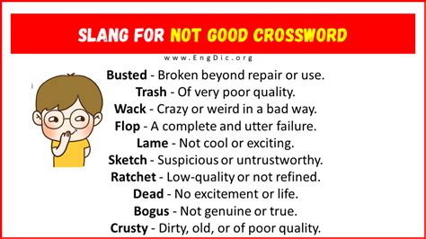 Not Good In Slang Crossword Clue