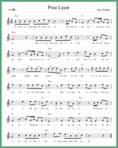 Not saron prau layar.  Kunjungi Kami.  Notasi Saron Praon A.  Prau Laya...